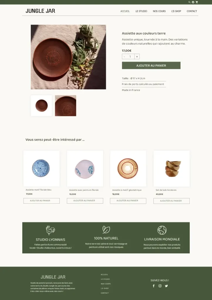 Jungle Jar E Commerce Page Produit
